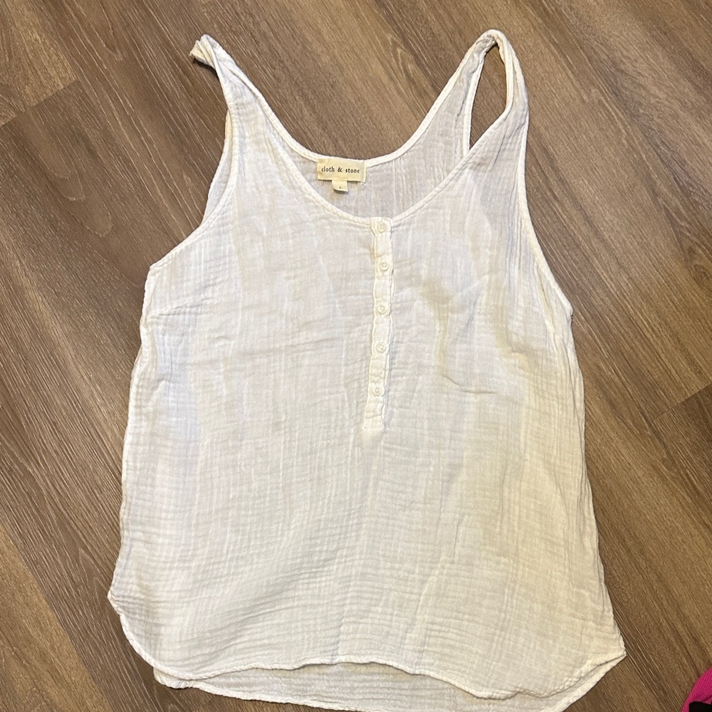Cloth & Stone White Button-Front Tank Top
